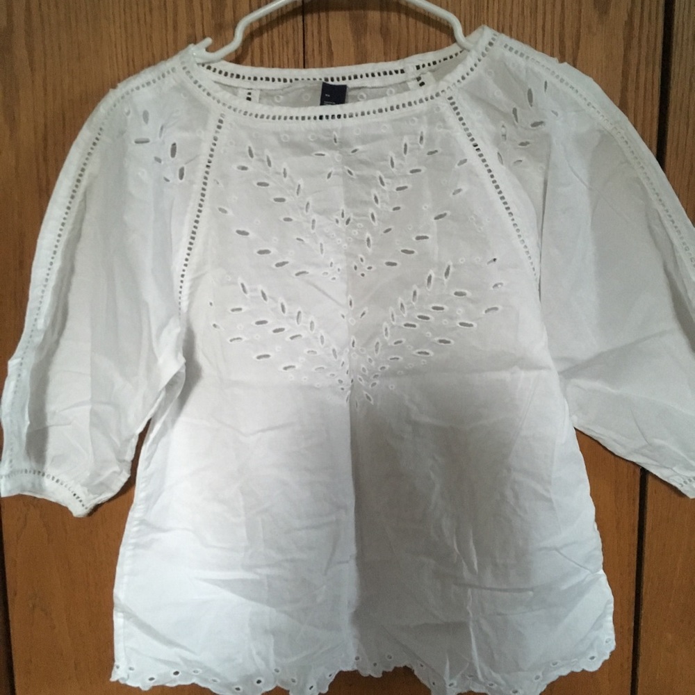 GAP white blouse with eyelet details